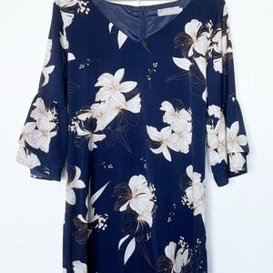 Elegant Floral Navy Mini Dress